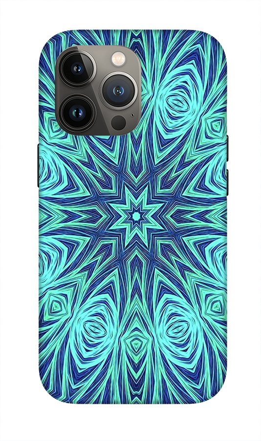 Blue Ice Kaleidoscope Fractal - Phone Case