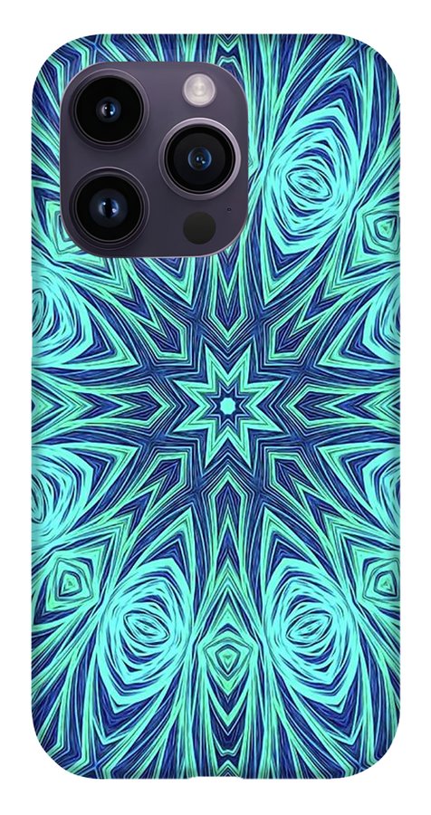 Blue Ice Kaleidoscope Fractal - Phone Case