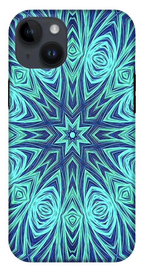 Blue Ice Kaleidoscope Fractal - Phone Case