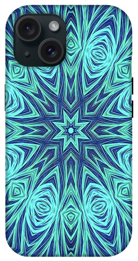 Blue Ice Kaleidoscope Fractal - Phone Case