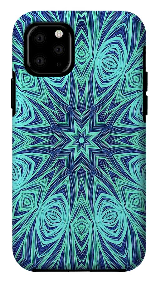 Blue Ice Kaleidoscope Fractal - Phone Case