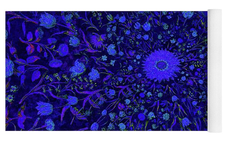 Blue Medieval Flowers  - Yoga Mat