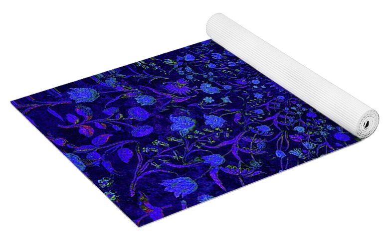 Blue Medieval Flowers  - Yoga Mat