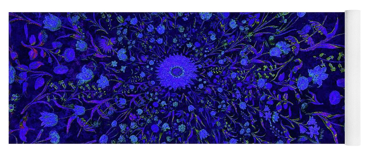 Blue Medieval Flowers  - Yoga Mat