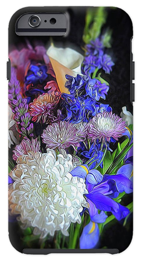 Blue White Purple Mixed Flowers Bouquet - Phone Case