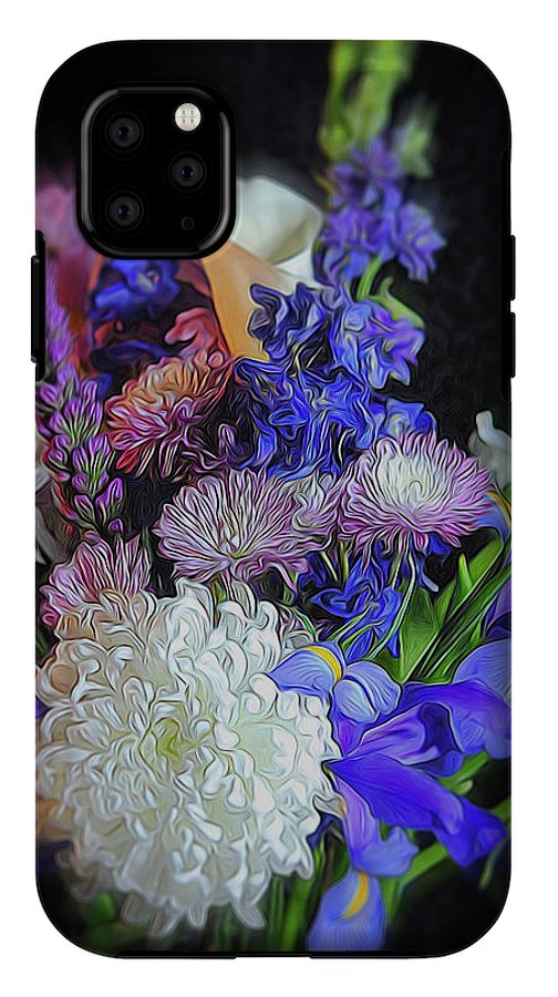 Blue White Purple Mixed Flowers Bouquet - Phone Case