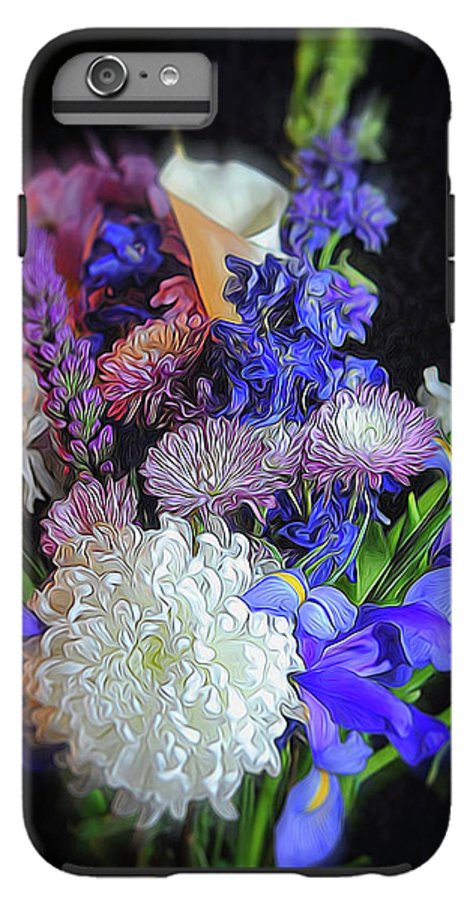 Blue White Purple Mixed Flowers Bouquet - Phone Case