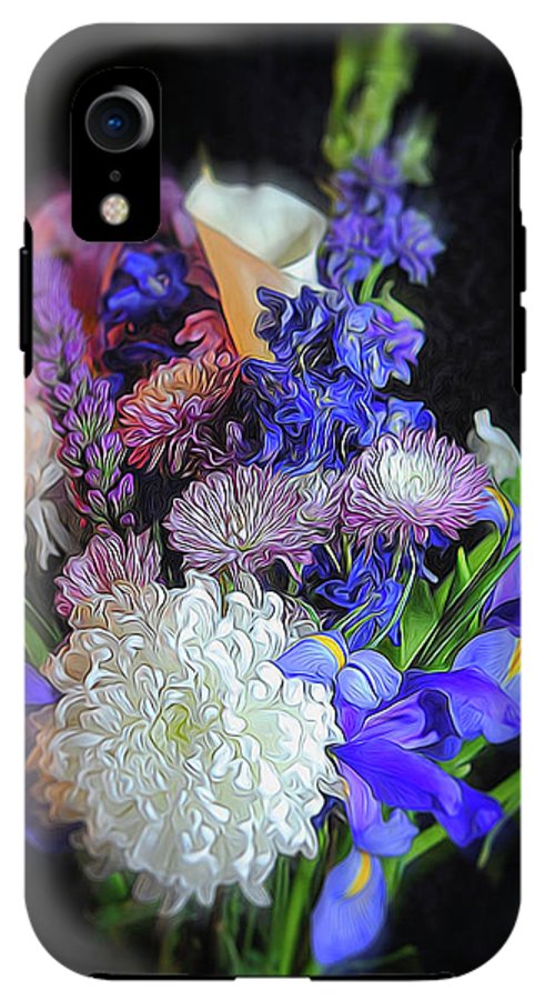 Blue White Purple Mixed Flowers Bouquet - Phone Case