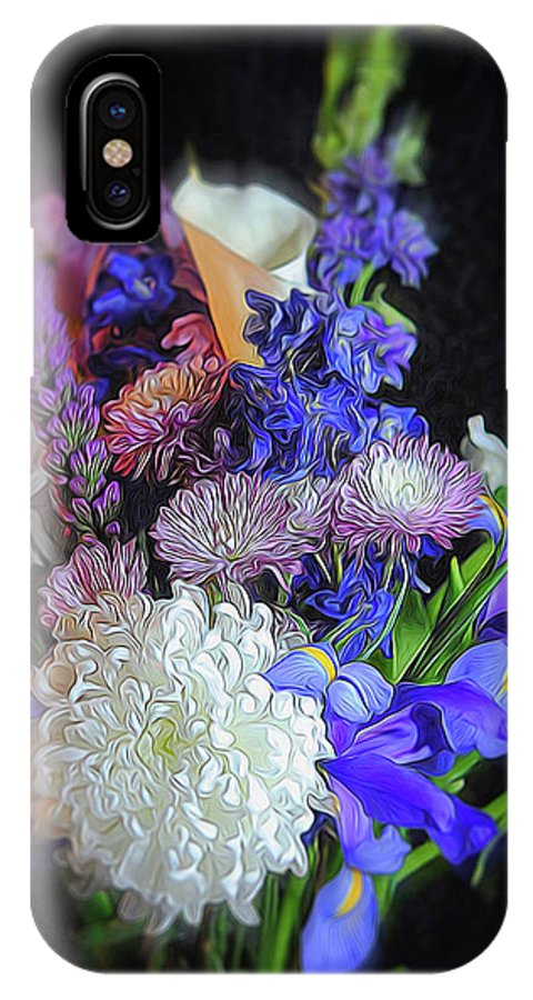 Blue White Purple Mixed Flowers Bouquet - Phone Case