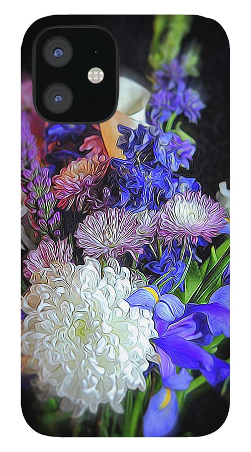 Blue White Purple Mixed Flowers Bouquet - Phone Case
