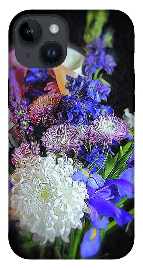 Blue White Purple Mixed Flowers Bouquet - Phone Case