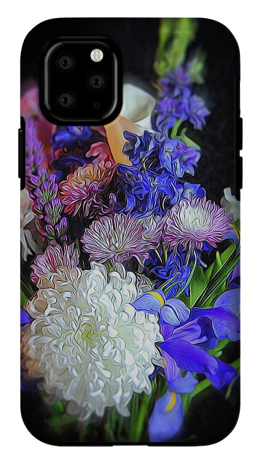 Blue White Purple Mixed Flowers Bouquet - Phone Case