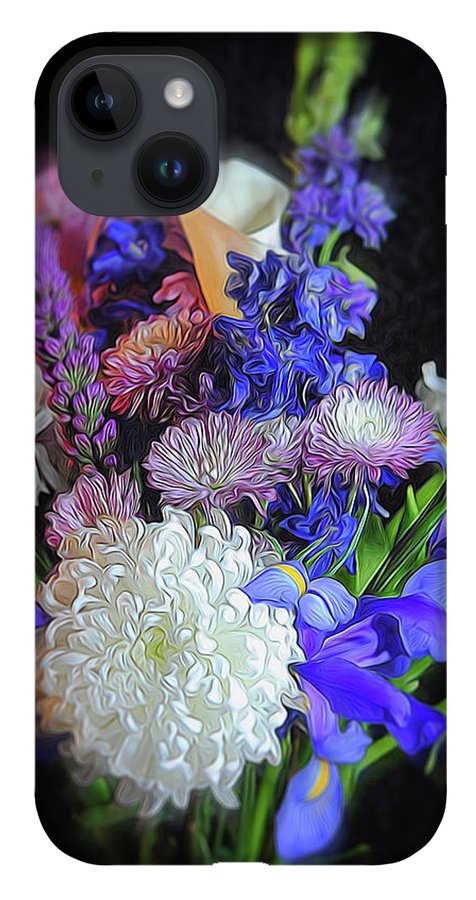 Blue White Purple Mixed Flowers Bouquet - Phone Case