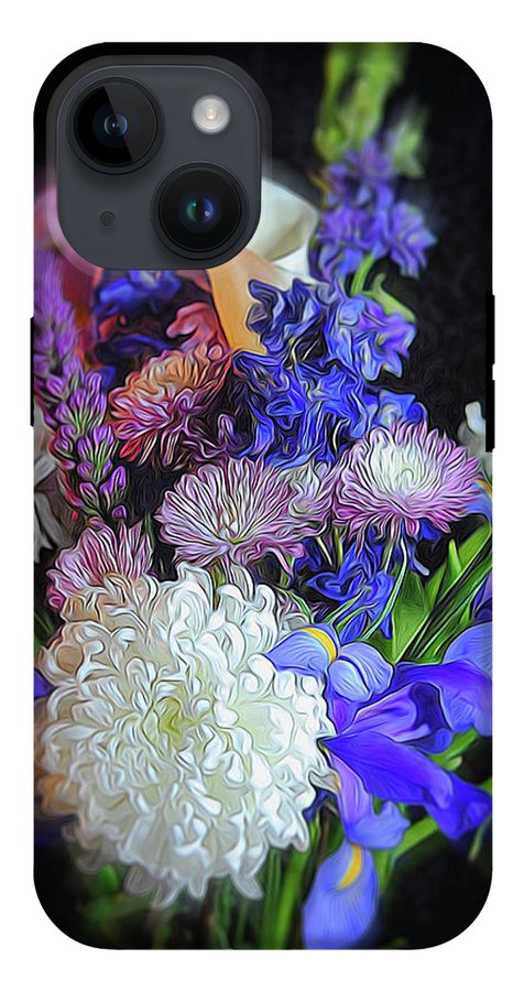 Blue White Purple Mixed Flowers Bouquet - Phone Case
