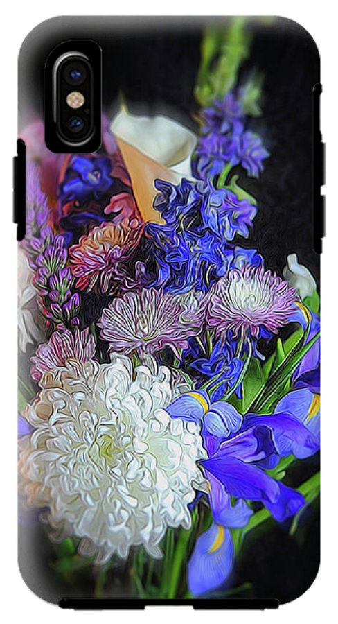 Blue White Purple Mixed Flowers Bouquet - Phone Case