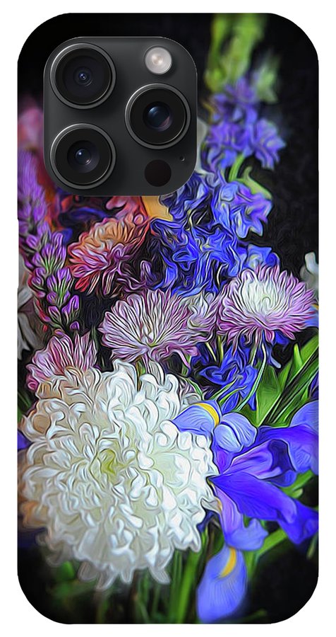 Blue White Purple Mixed Flowers Bouquet - Phone Case