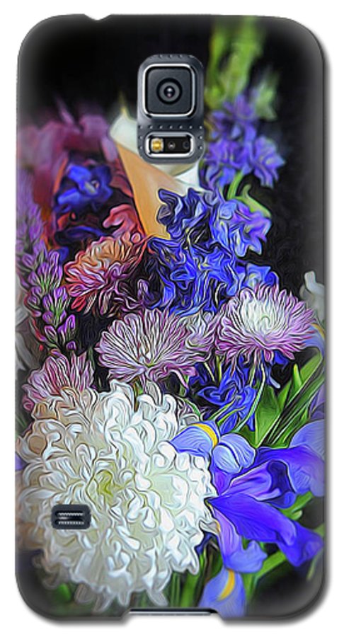 Blue White Purple Mixed Flowers Bouquet - Phone Case