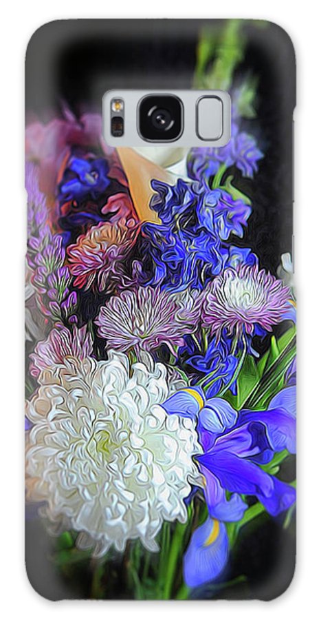 Blue White Purple Mixed Flowers Bouquet - Phone Case