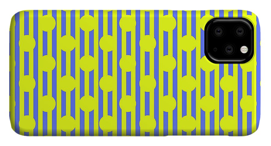 Blue Yellow Stripes and Dots - Phone Case
