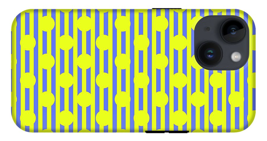 Blue Yellow Stripes and Dots - Phone Case