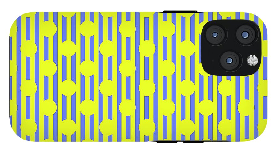 Blue Yellow Stripes and Dots - Phone Case