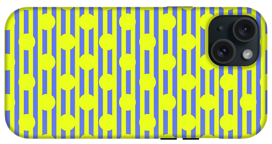 Blue Yellow Stripes and Dots - Phone Case