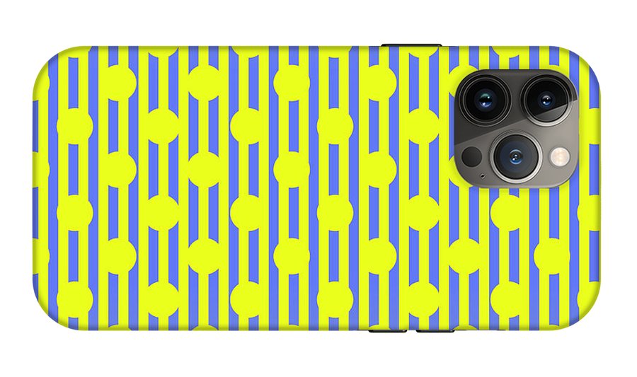 Blue Yellow Stripes and Dots - Phone Case