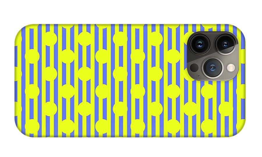 Blue Yellow Stripes and Dots - Phone Case
