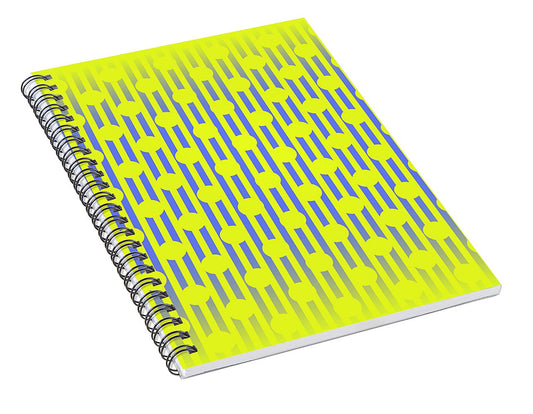 Blue Yellow Stripes and Dots - Spiral Notebook