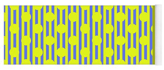 Blue Yellow Stripes and Dots - Yoga Mat