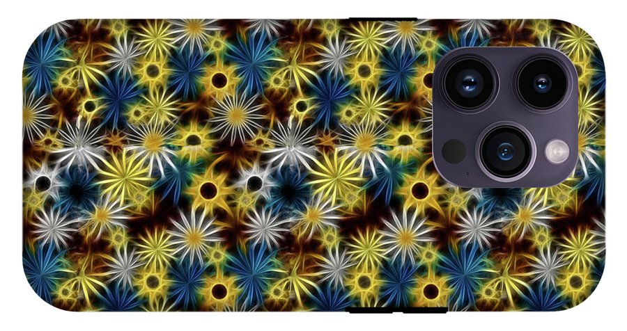 Blue Yellow White Daisies on Brown - Phone Case