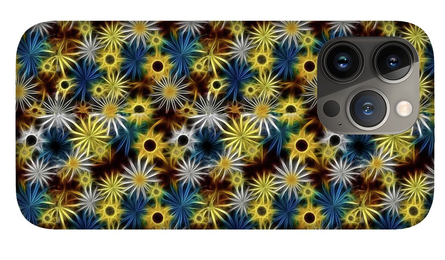 Blue Yellow White Daisies on Brown - Phone Case