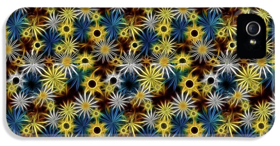 Blue Yellow White Daisies on Brown - Phone Case