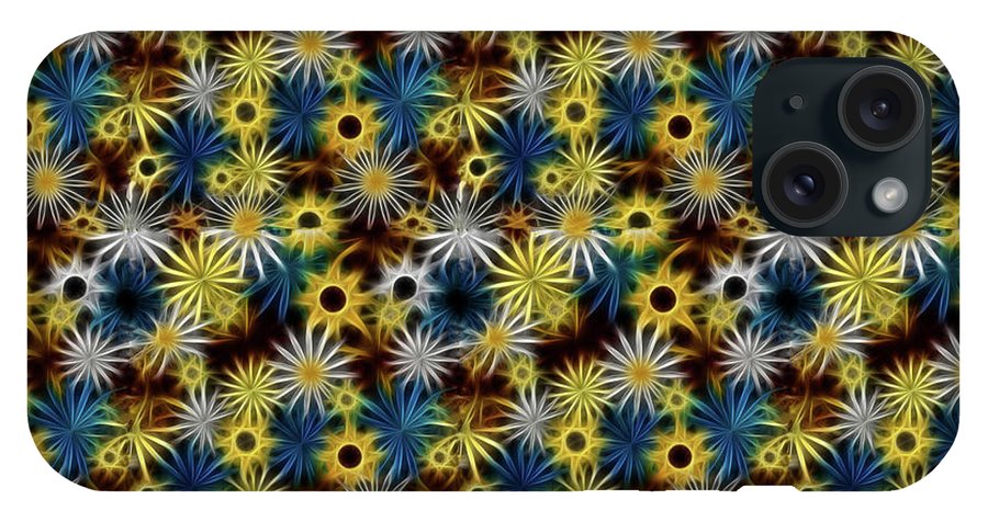 Blue Yellow White Daisies on Brown - Phone Case