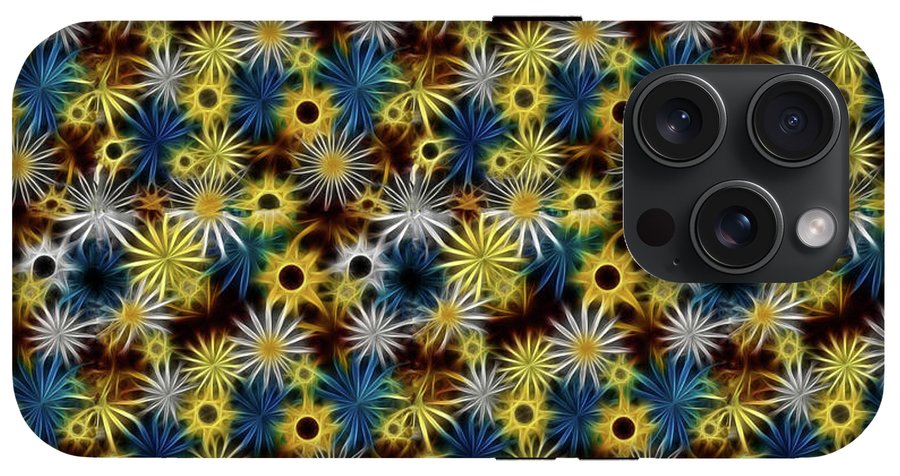 Blue Yellow White Daisies on Brown - Phone Case