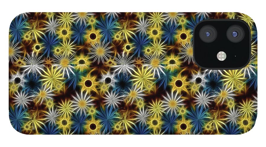 Blue Yellow White Daisies on Brown - Phone Case