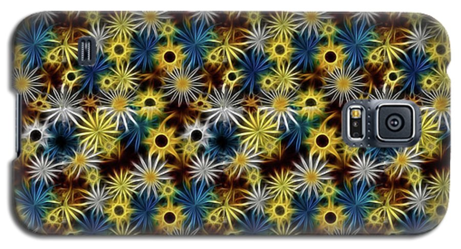 Blue Yellow White Daisies on Brown - Phone Case