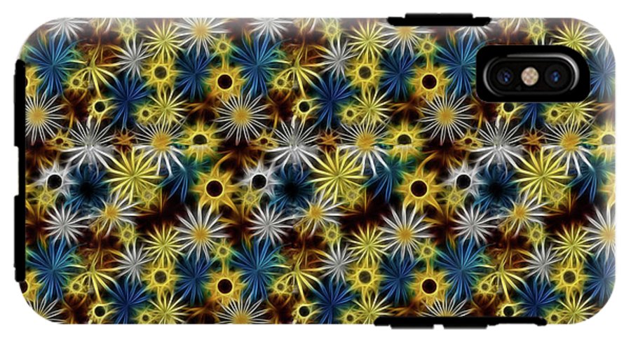 Blue Yellow White Daisies on Brown - Phone Case