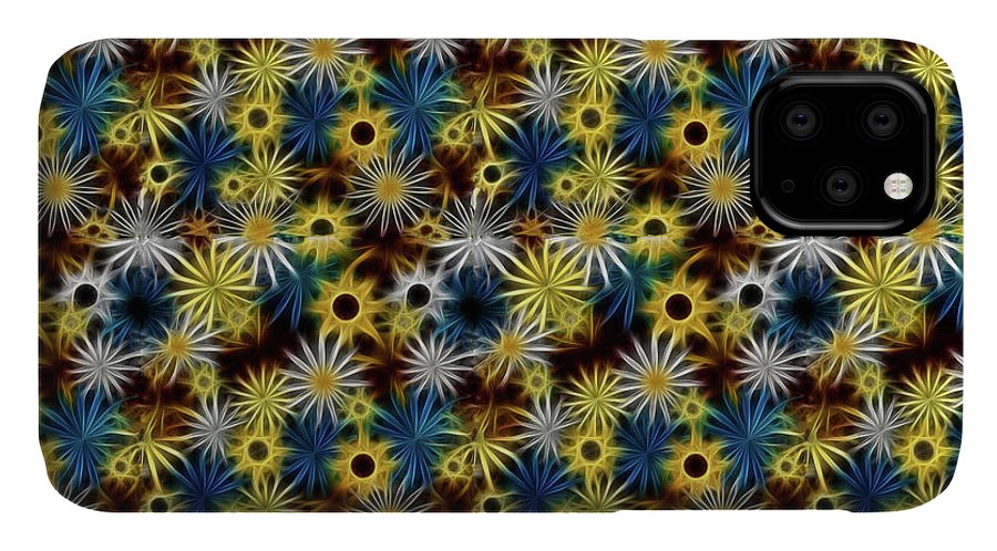 Blue Yellow White Daisies on Brown - Phone Case