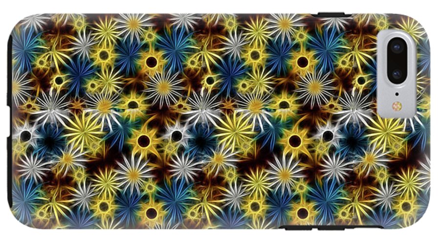 Blue Yellow White Daisies on Brown - Phone Case