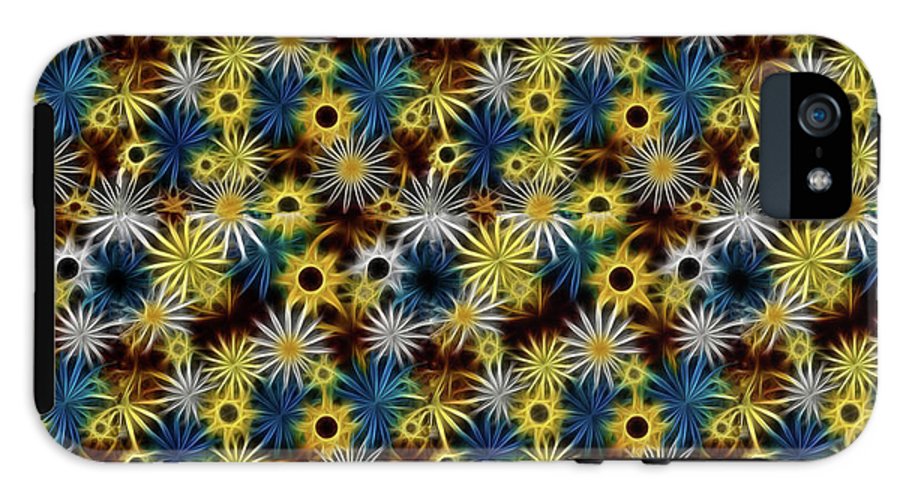 Blue Yellow White Daisies on Brown - Phone Case