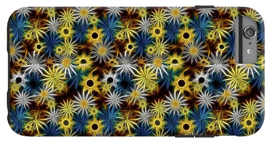 Blue Yellow White Daisies on Brown - Phone Case