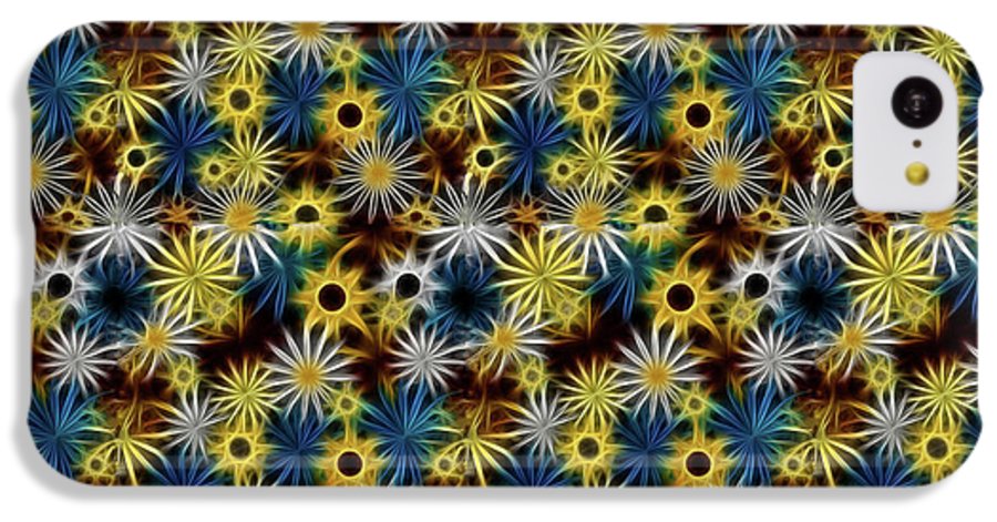 Blue Yellow White Daisies on Brown - Phone Case