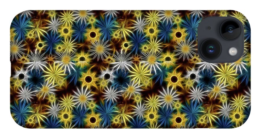 Blue Yellow White Daisies on Brown - Phone Case