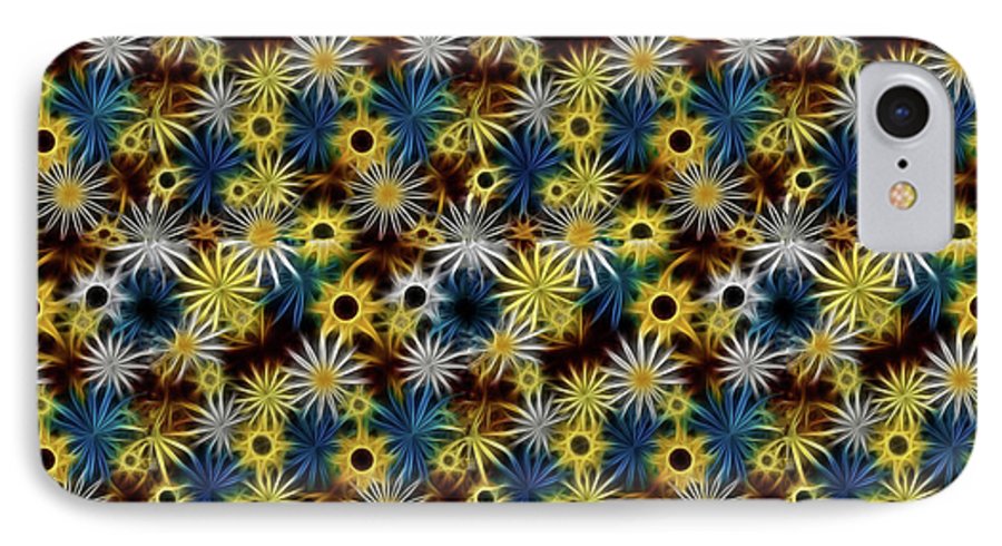 Blue Yellow White Daisies on Brown - Phone Case