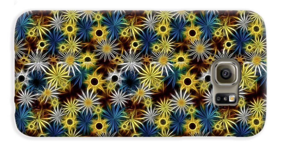 Blue Yellow White Daisies on Brown - Phone Case