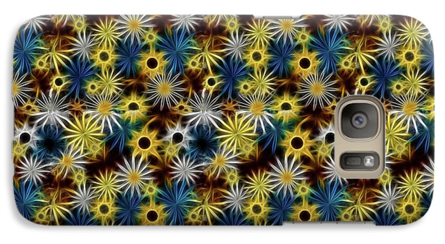 Blue Yellow White Daisies on Brown - Phone Case
