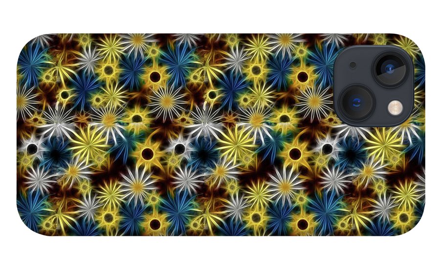 Blue Yellow White Daisies on Brown - Phone Case