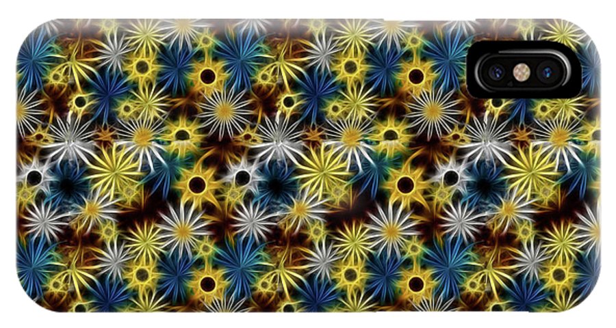 Blue Yellow White Daisies on Brown - Phone Case