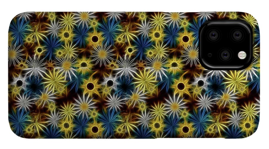Blue Yellow White Daisies on Brown - Phone Case